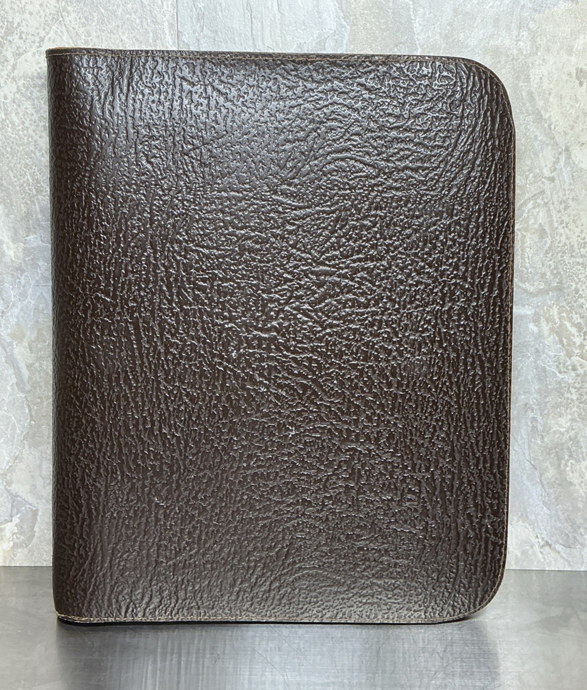 Vintage Mid-Century Leather Business Portfolio Binder, Conmar Zipper 14” x 11”