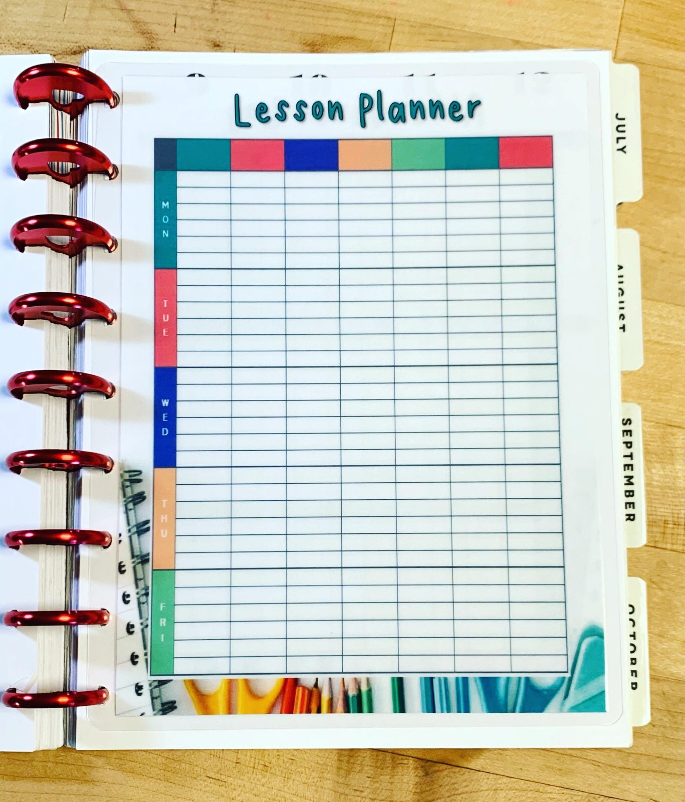 Home School Teacher Lesson Planner Dashboard Insert 4 use with HAPPY Planner