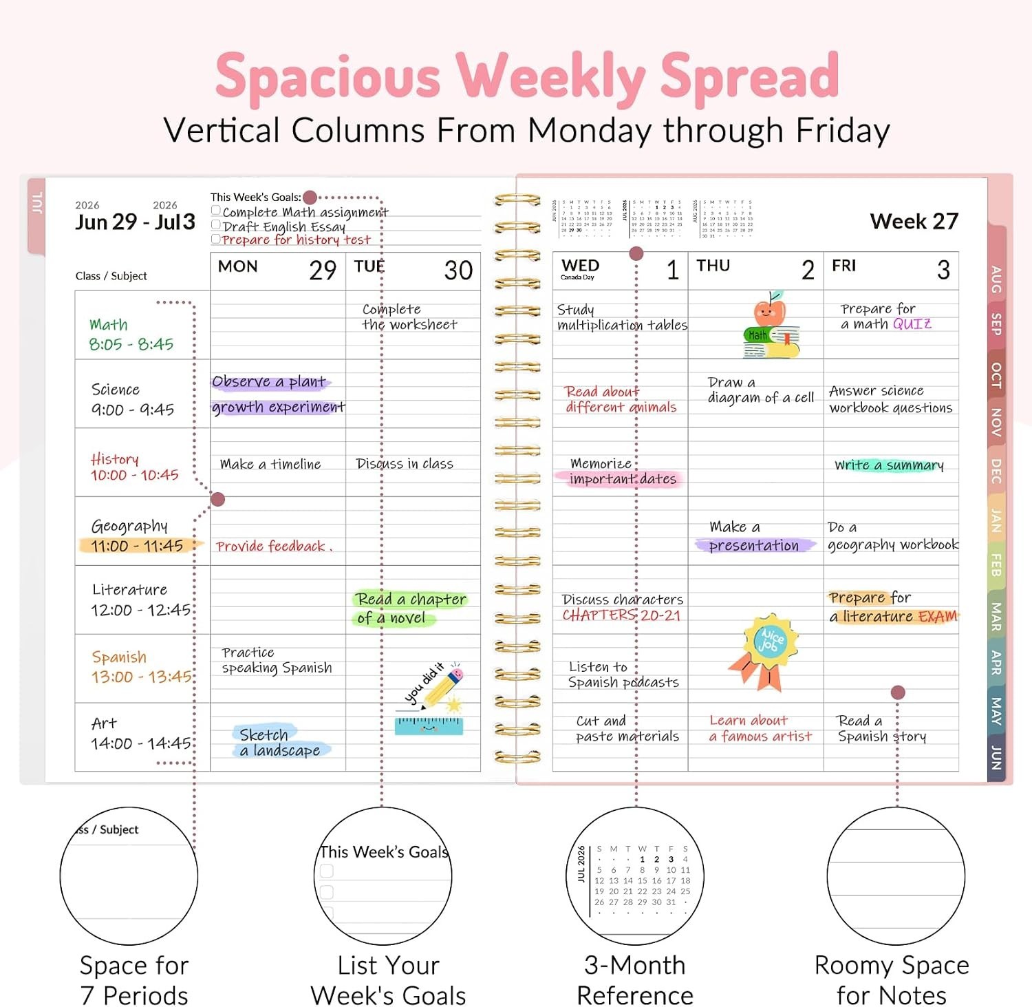 2026-2027 Teacher & Student Planner in Pink – 160 Pages for Effective Planning