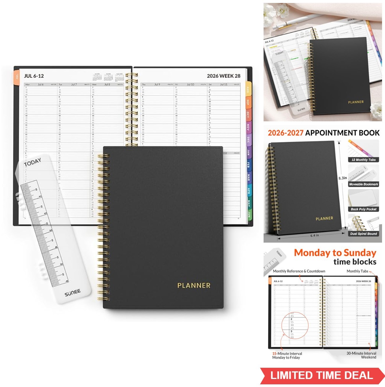 Appointment Book 2026-2027 Quarter-Hourly Weekly Monthly Academic Planner