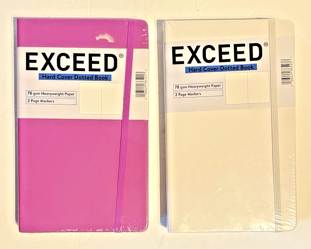 2pk Exceed Dotted Books White/Pink Hard Cover Heavyweight Paper 78gsm