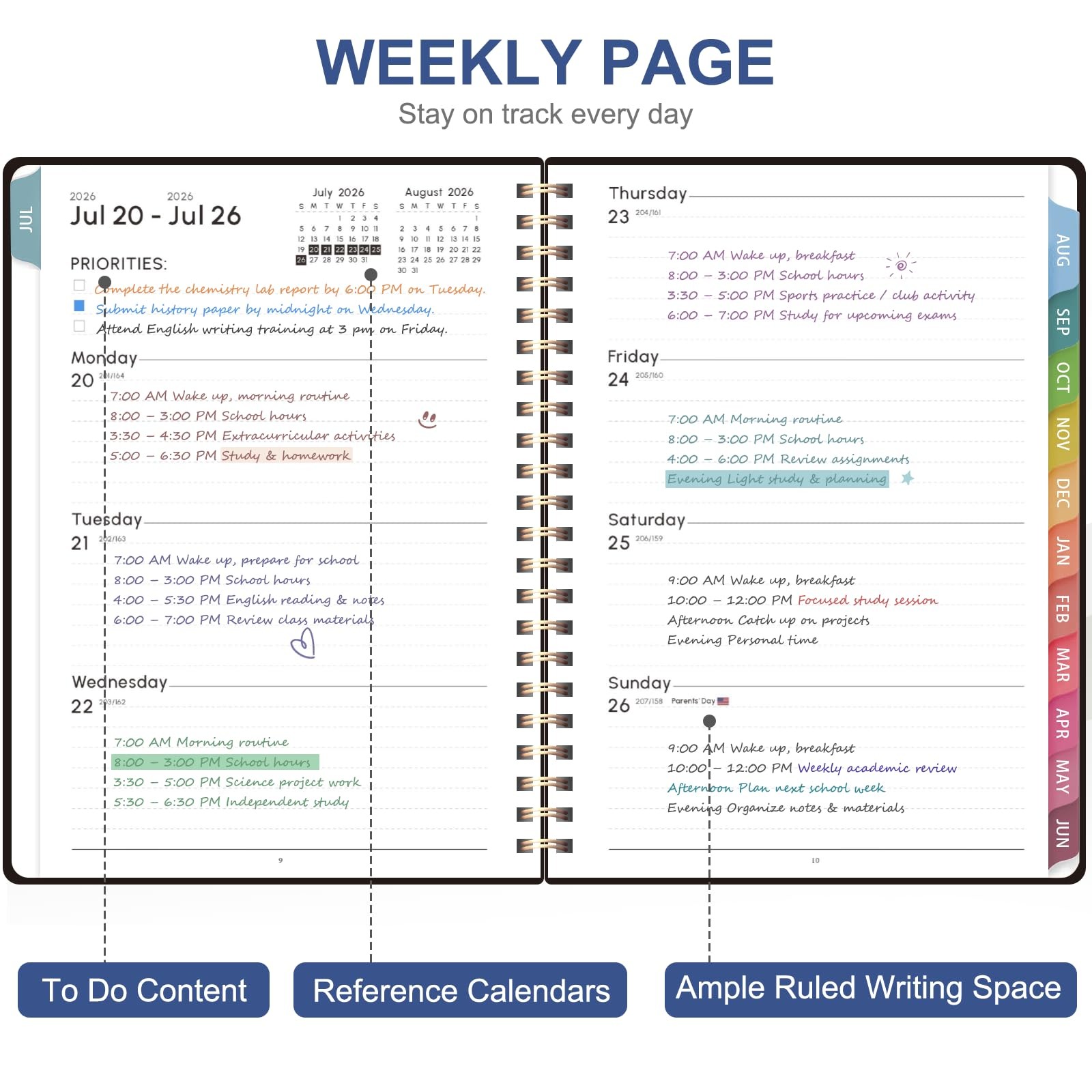Planner 2026-2027, Weekly and Monthly 8.5″x11″(Jul 2026-Jun 2027), C-Black