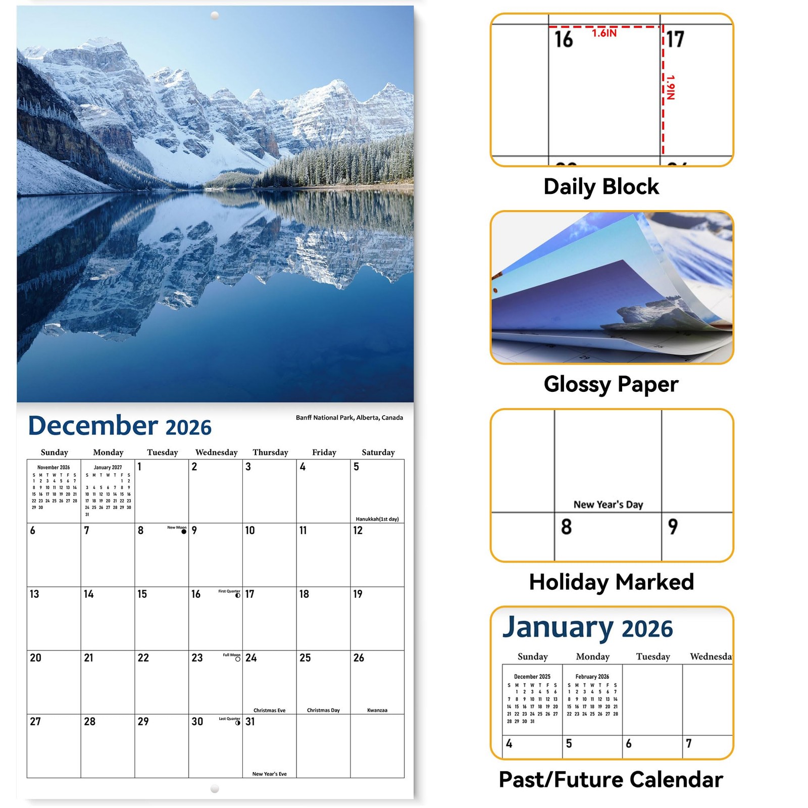 2026 Wall Calendar 12 Month, National Parks Large