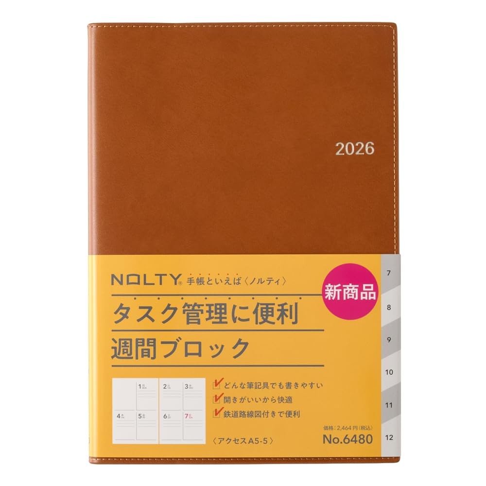 NOLTY Planner 2026 A5 Weekly Access 5 Camel
