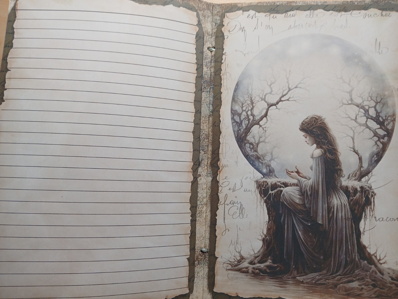 Junk Journal Booklet “WICCAN 2″ GRIMOIRE SPELLBOOK HANDMADE Lg 6″x9” 40pg