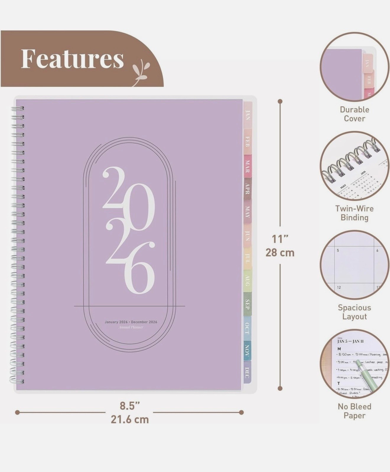 Rileys 2026 Weekly Monthly Planner Lilac Spiral Agenda Calendar NEW Sealed