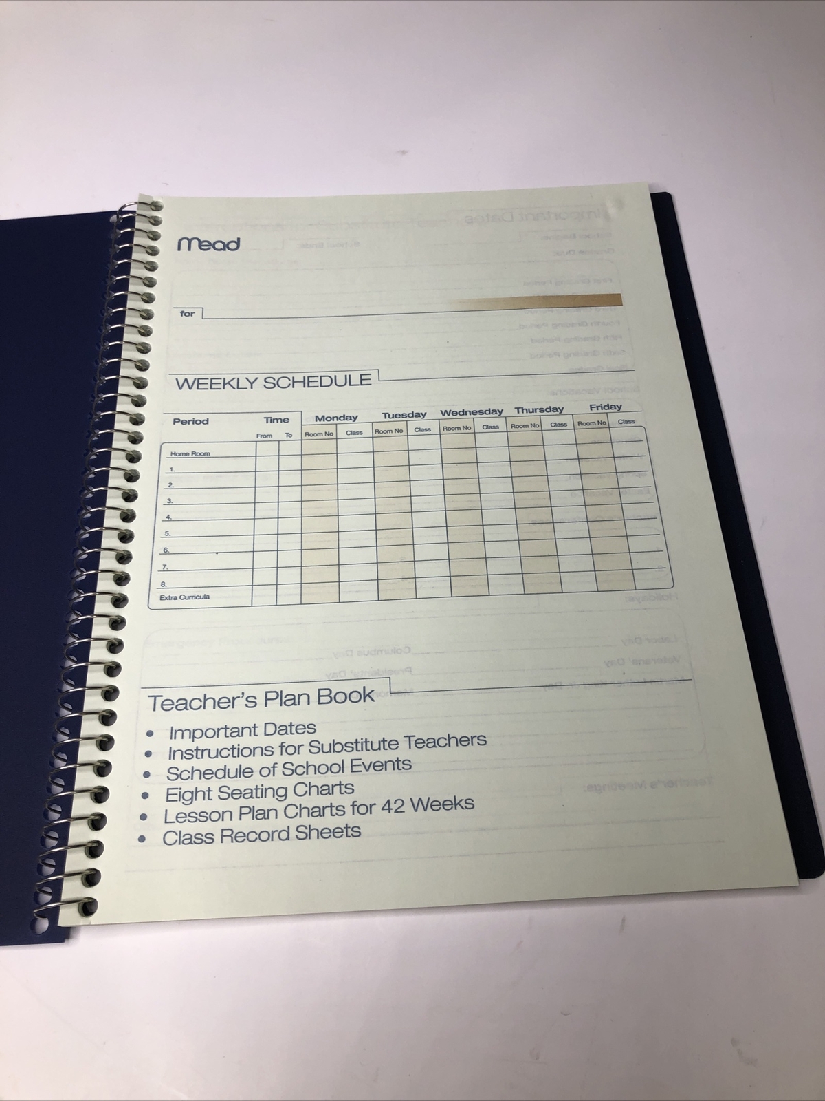 Mead Teachers Plan Book, 8 1/2in. x 11in. Blue