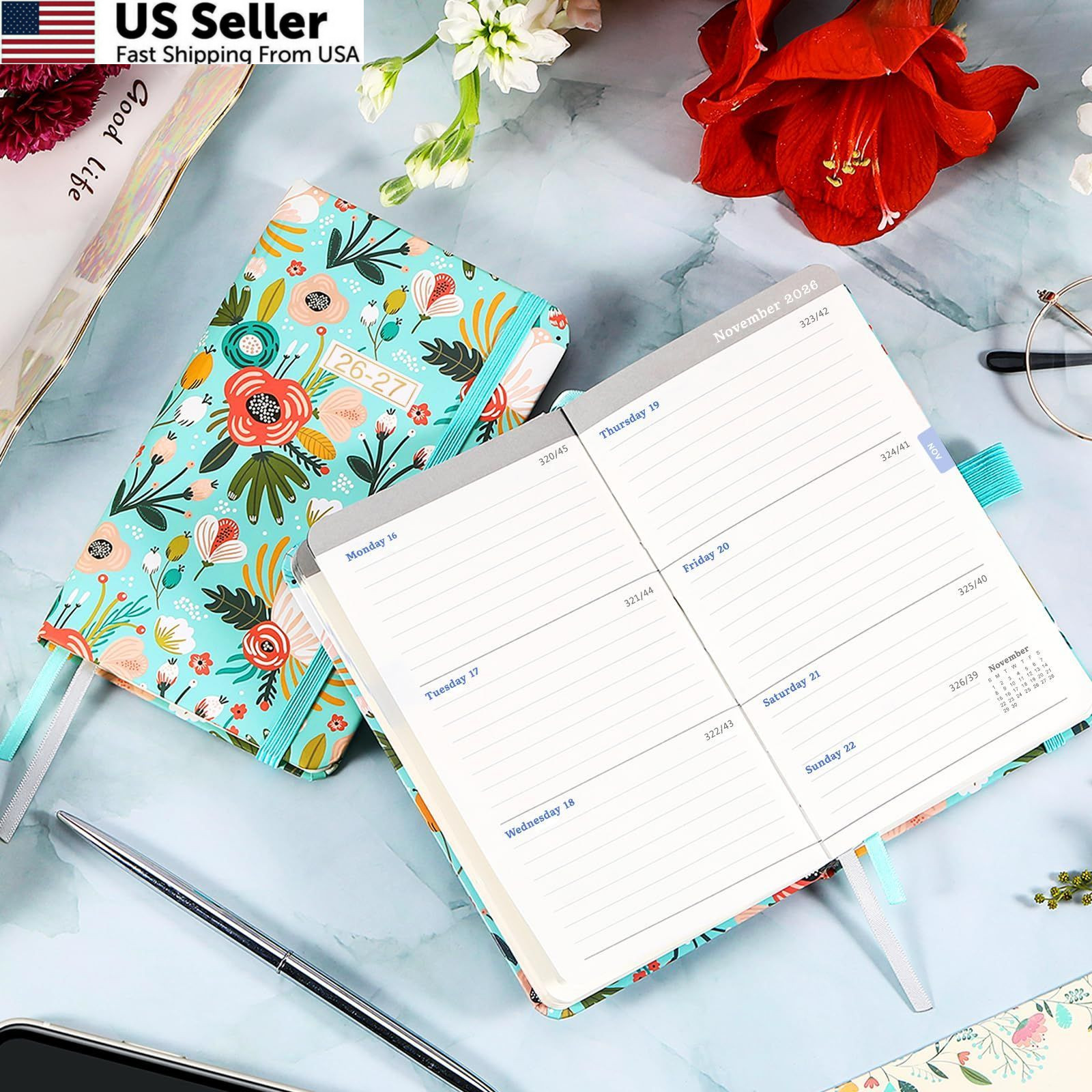 2026-2027 Pocket Planner/Calendar – Weekly & Monthly Small, Multicolored