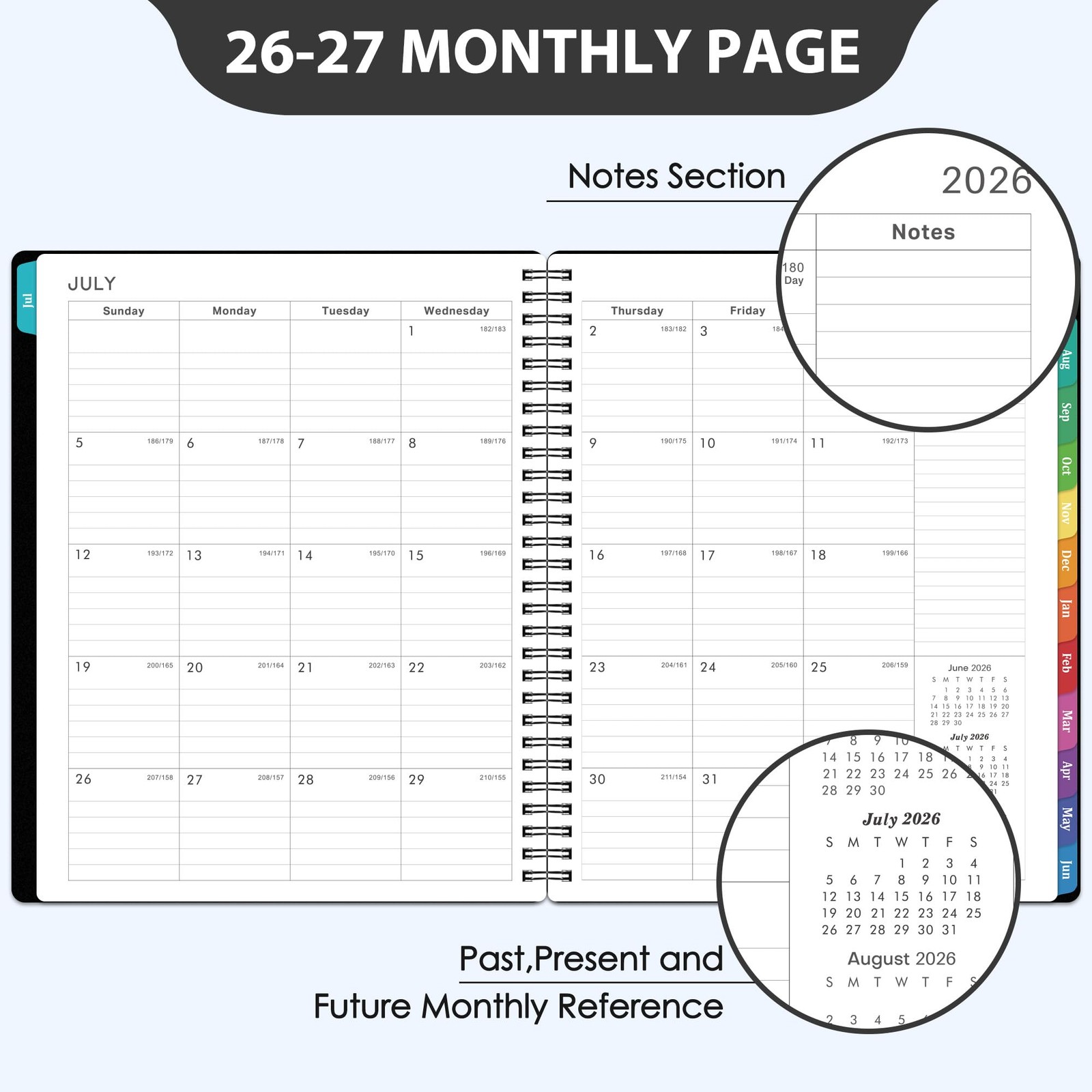 Planner 2026-2027 – 8” x 10”, JUL 2026 to JUN 2027, x black