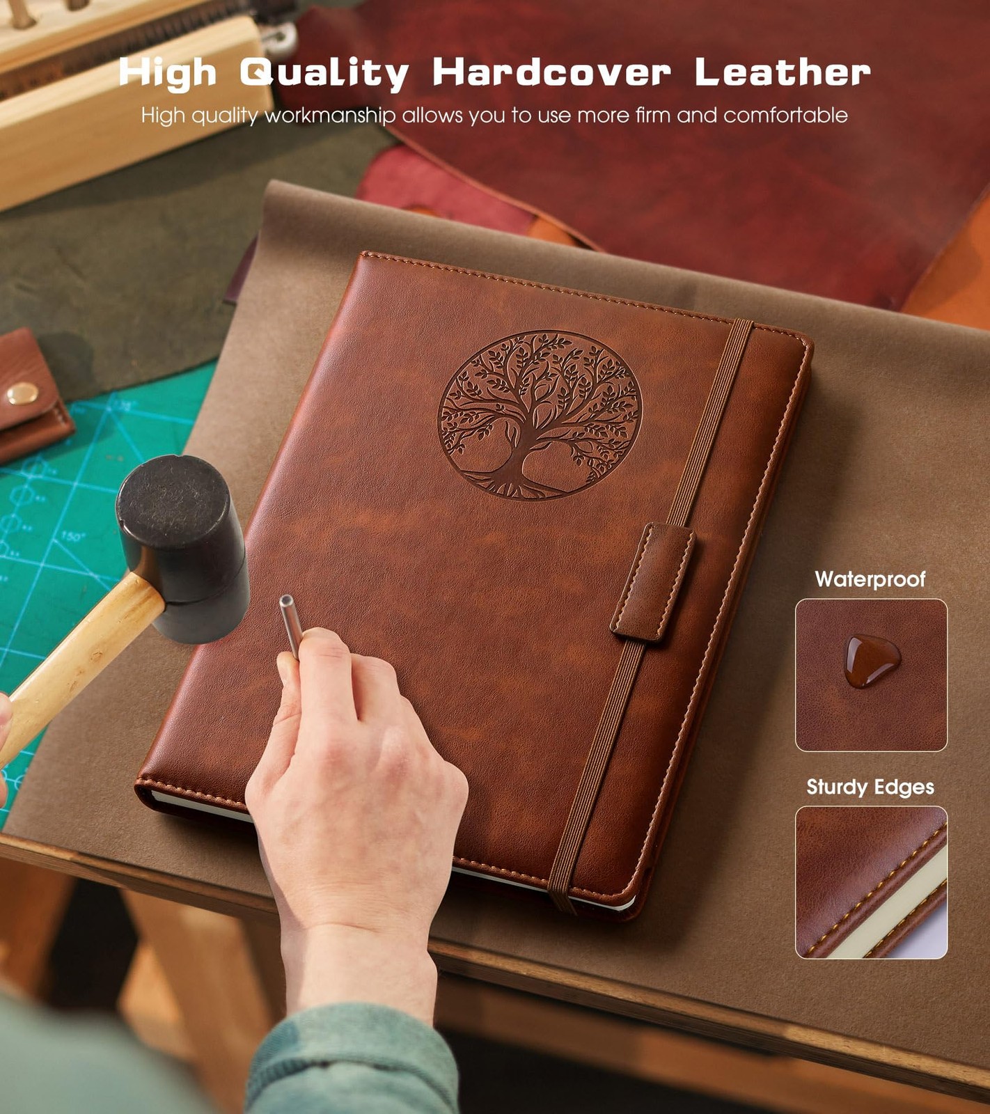 Journal Notebook A5 5.7″x8.3″ Hardcover Vintage Leather Ruled 256 Thick Pages