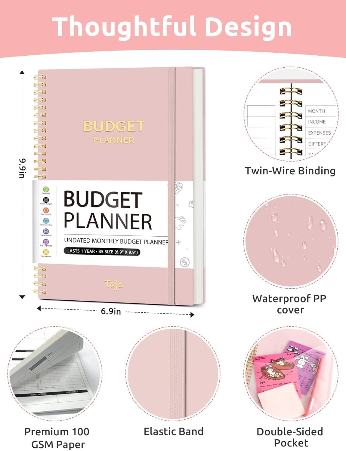 Budget Planner – Monthly Budget Book with Expense Tracker Notebook, Undated B…