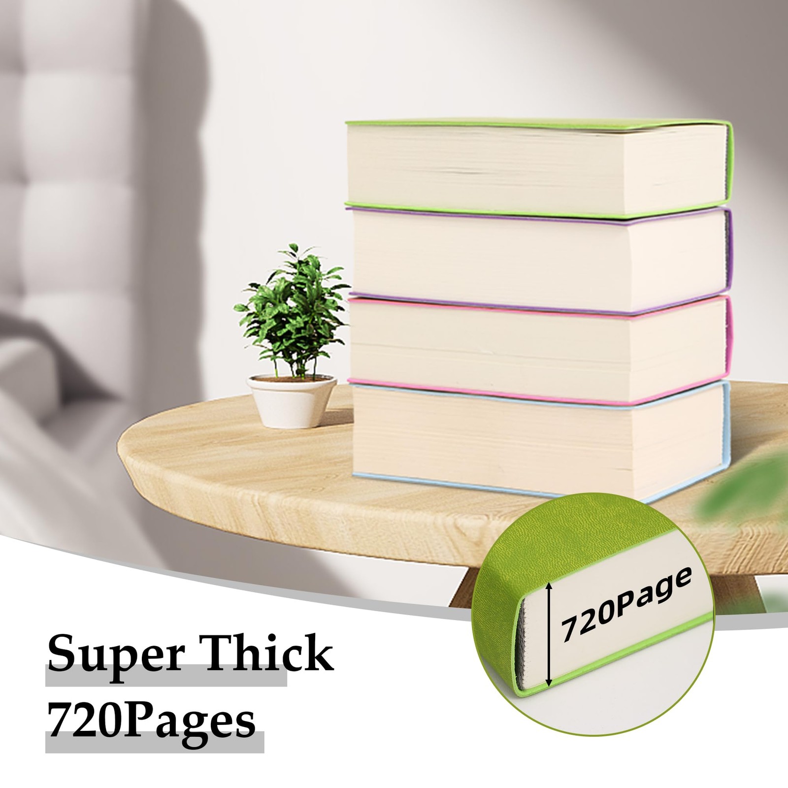 Thick Blank Journal Notebook 720 Pages 3.9 × 5.5 No Lines Soft Leather Pocket Bl