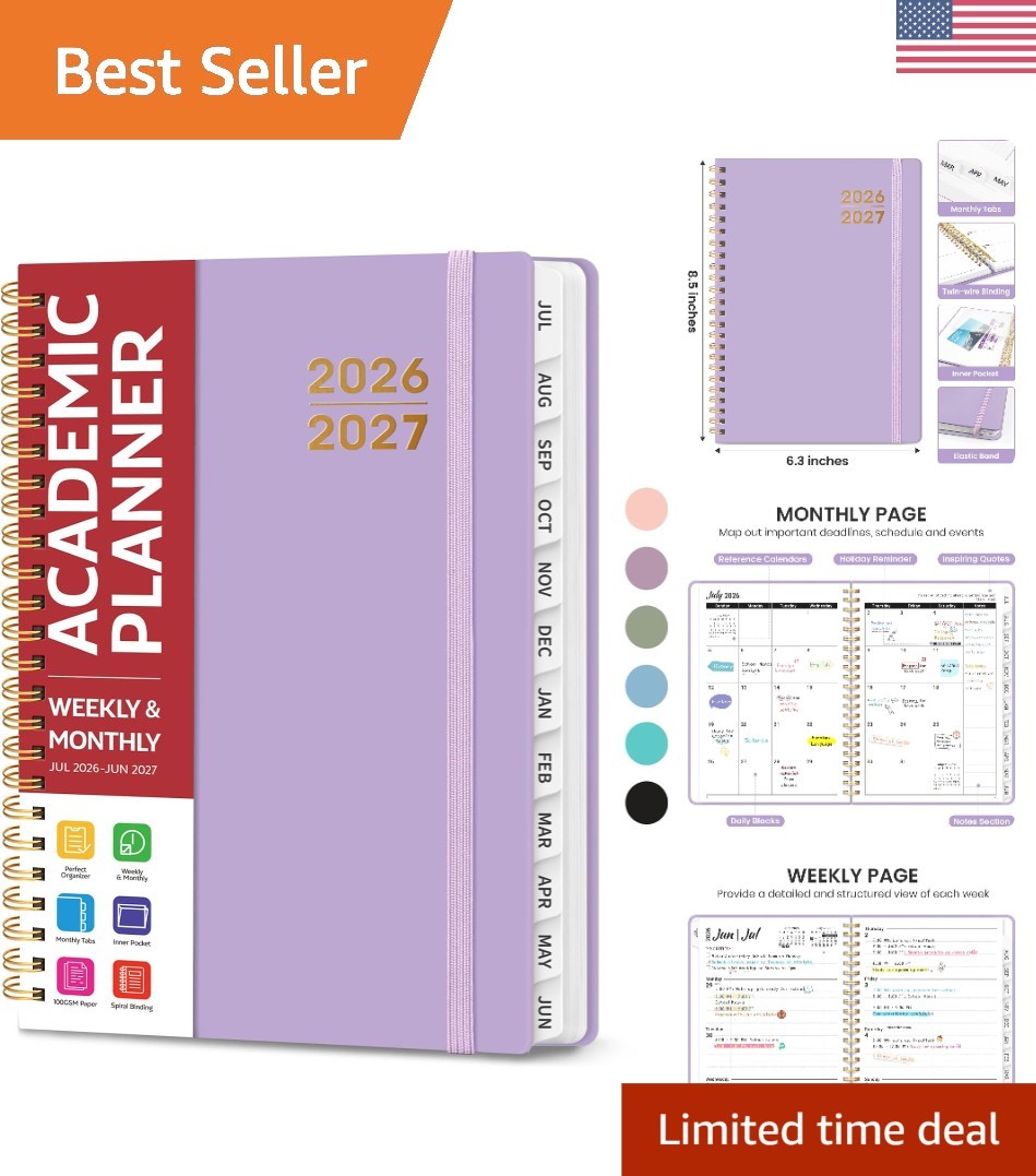 A5 2026-2027 Academic Planner with Monthly Tabs: Perfect for Students & Teachers