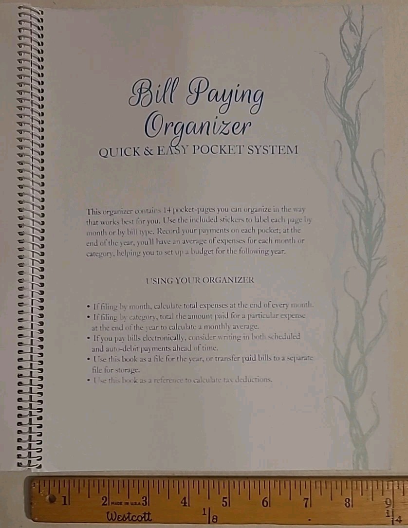 Current By The Sea Bill Paying Organizer Planner Book W Labels & 14 Pocket Pages
