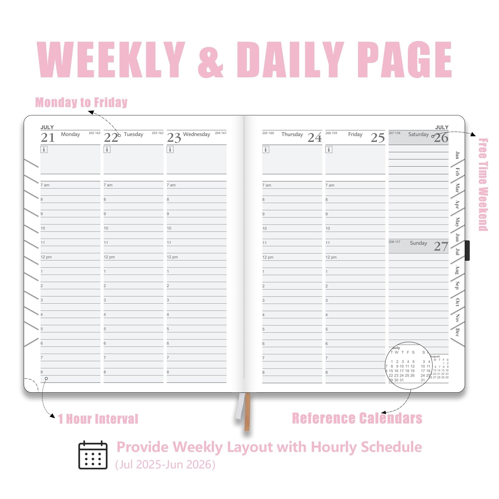 Student Teacher Planner 2025-2026, A5 Calendar, Pink