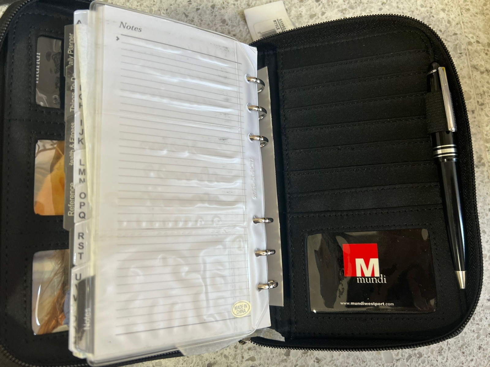 Mundi Zip Around Faux Leather Planner Organizer Wallet Agenda Black Planner