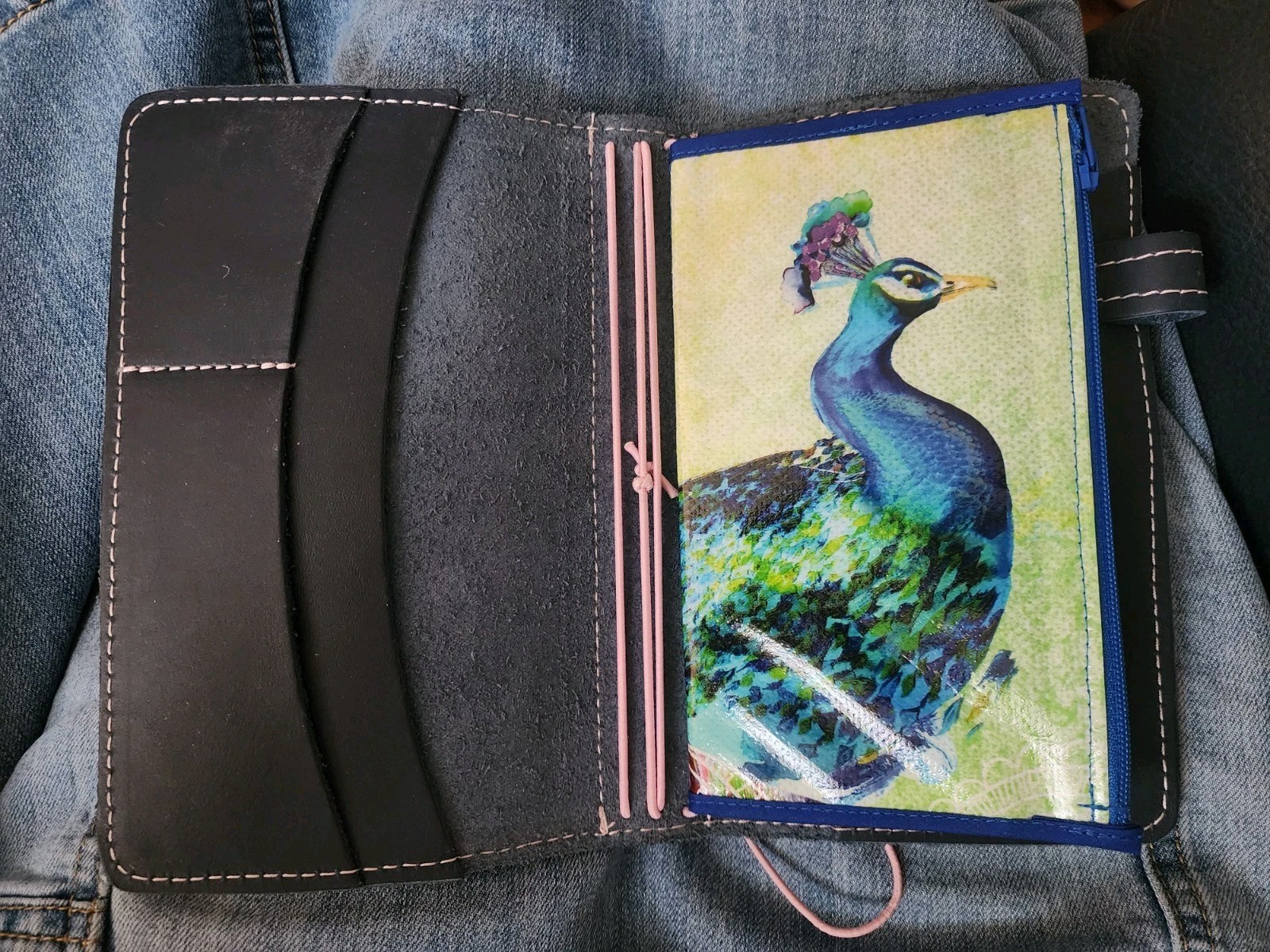 Foxy Fix B6 Slim Navy Blue and Rosegold with pink elastic bands Rare EUC