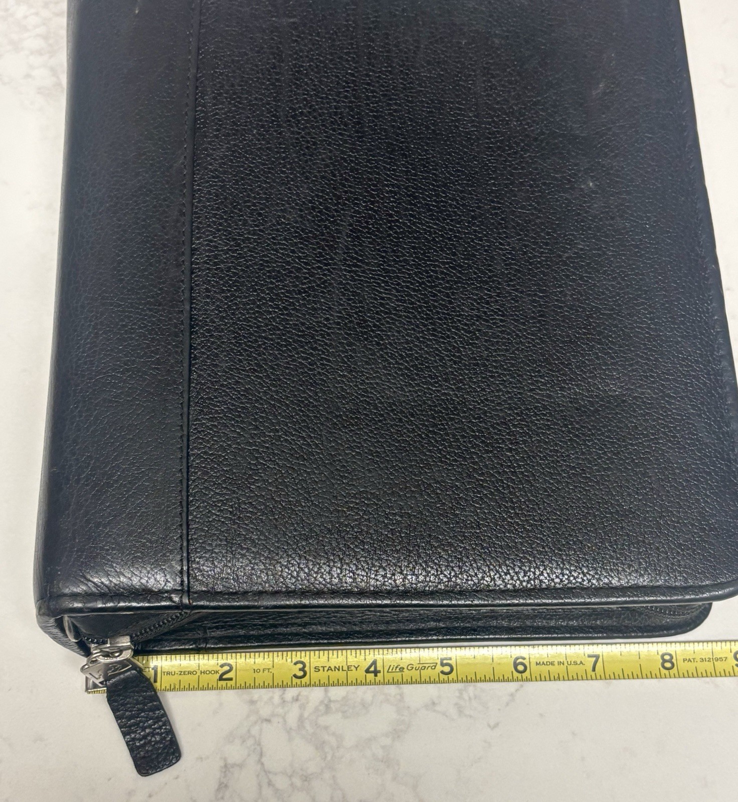 Franklin Quest Black Verona Leather Zip Organizer Planner 7 Ring Binder Vtg 90’s