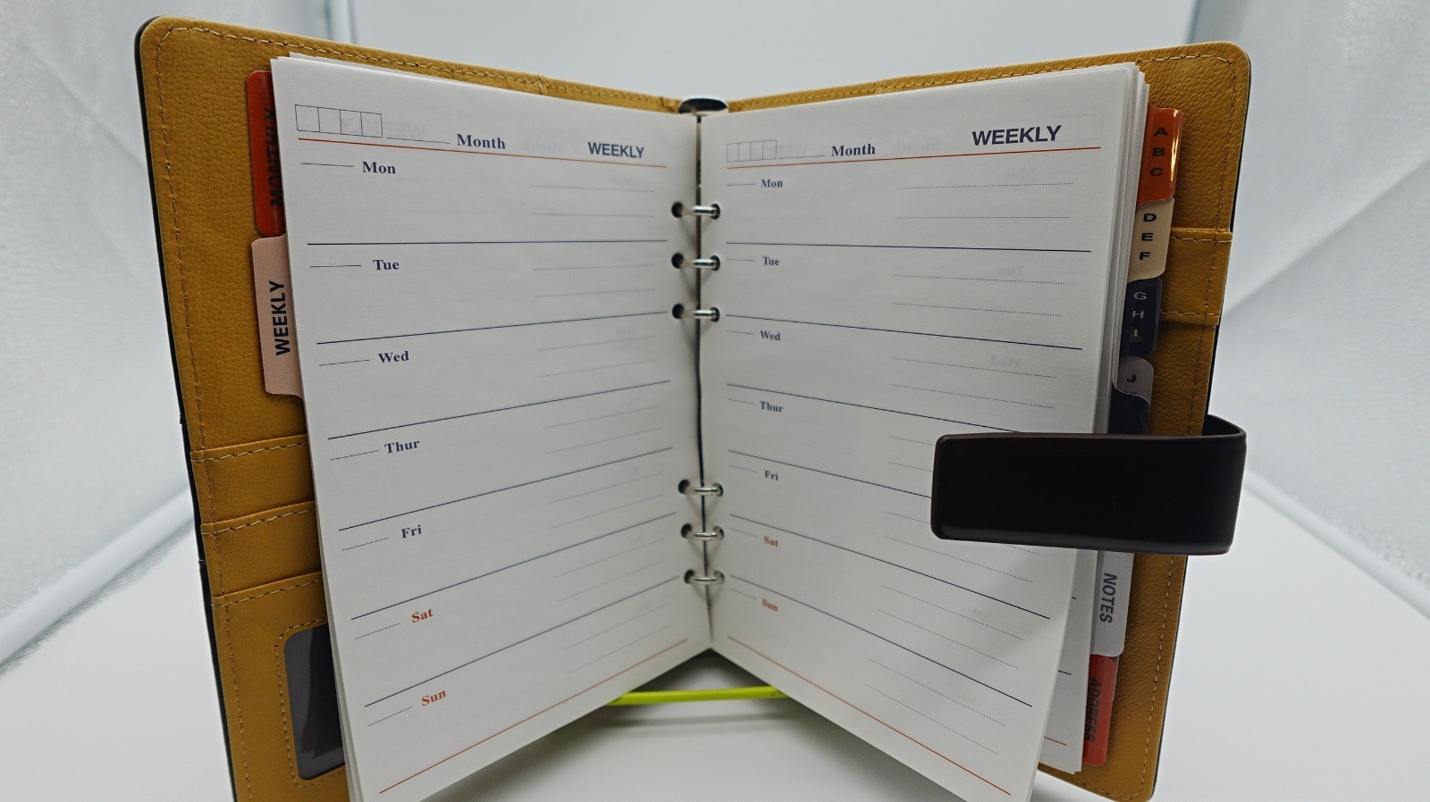 Black Refillable Leather Weekly Planner Organizer Notebook Planner Address Book