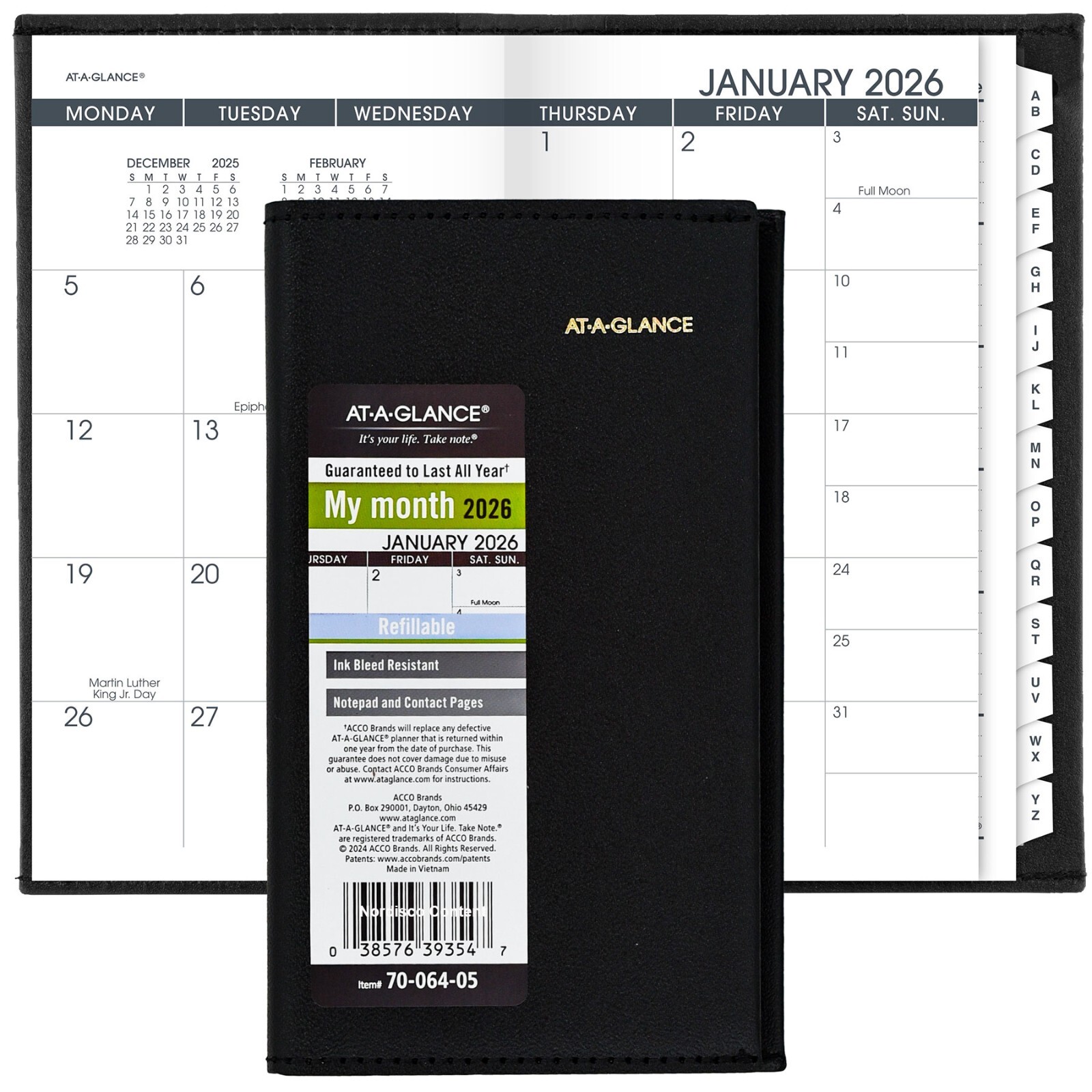 2026 At-A-Glance 70-064-05 Deluxe Pocket Monthly Planner, 3-1/2 x 6″