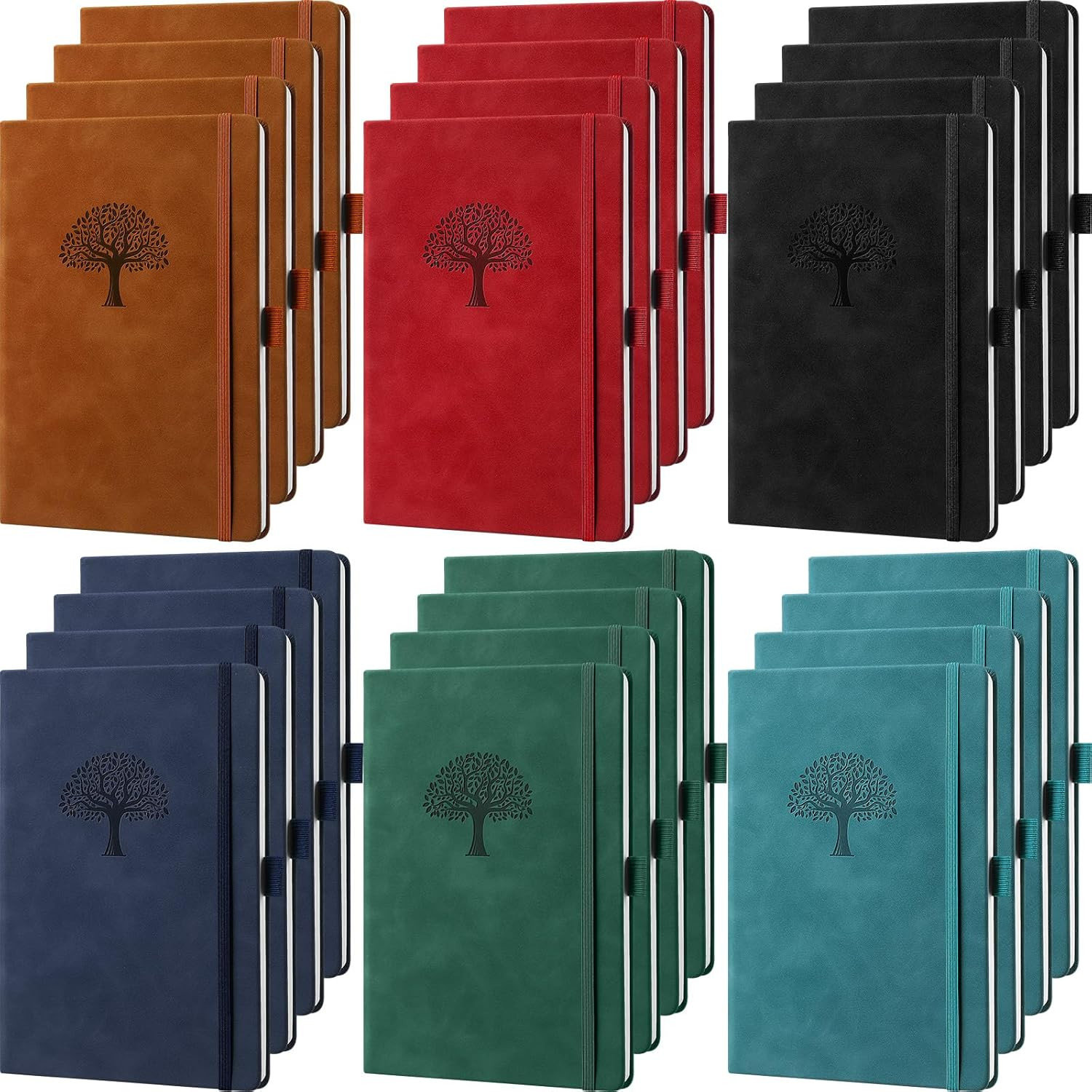 24 Pack Leather A5 Journals – Multicolored Travel Notebooks for Men & Women