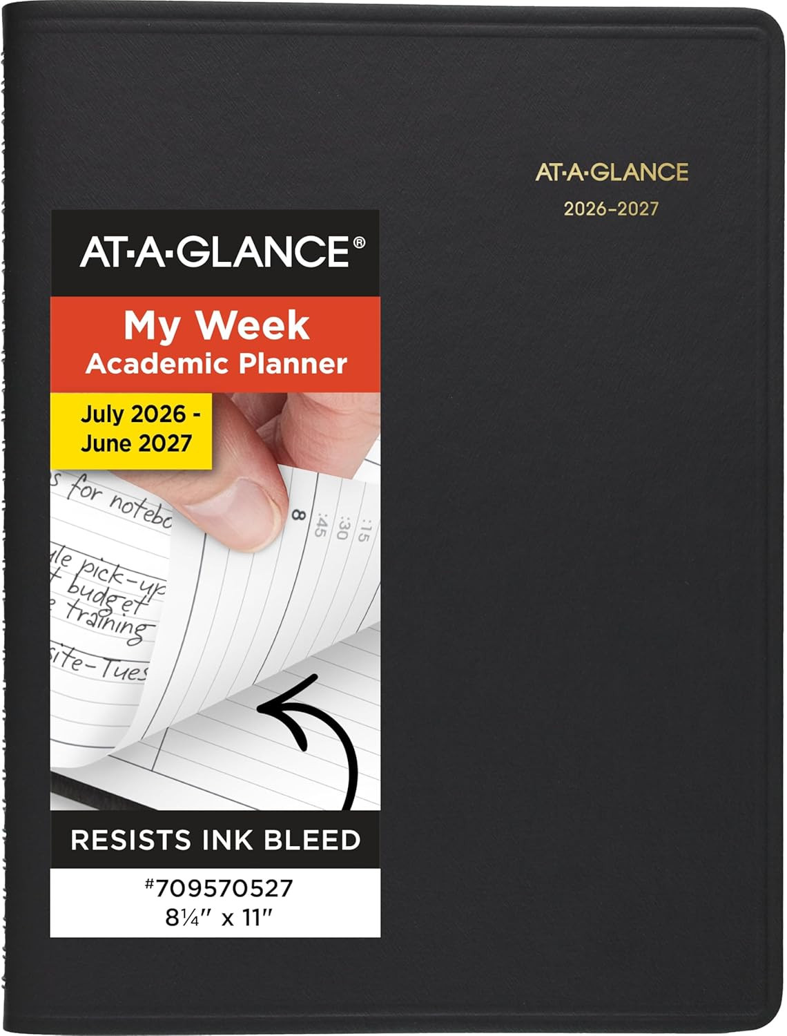 2026-2027 Weekly Academic Planner 14-Month 8-1/4 x 11 Black
