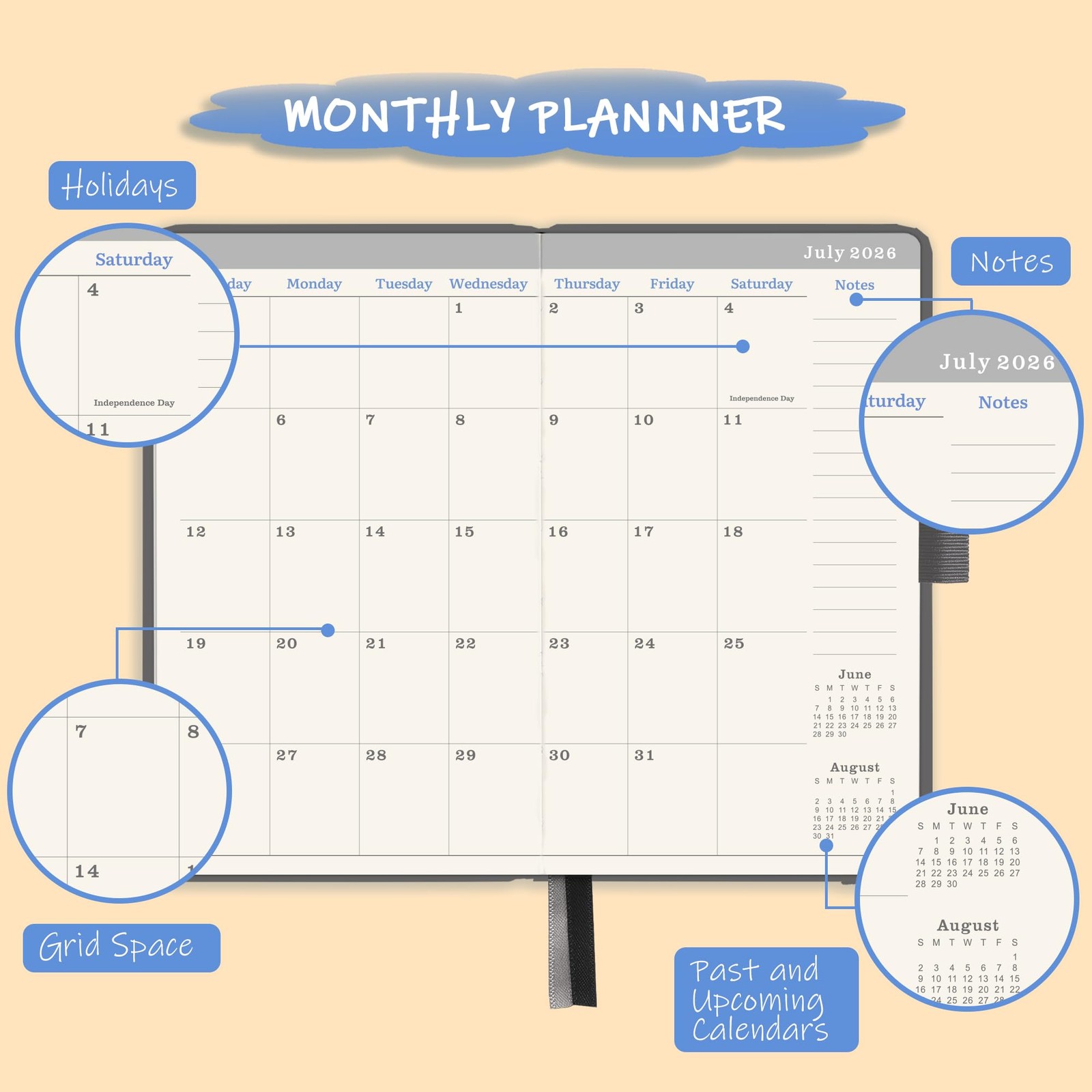 Pocket Planner 2026-2029 – Monthly Planner, 6.2×4 inches, Grey 1