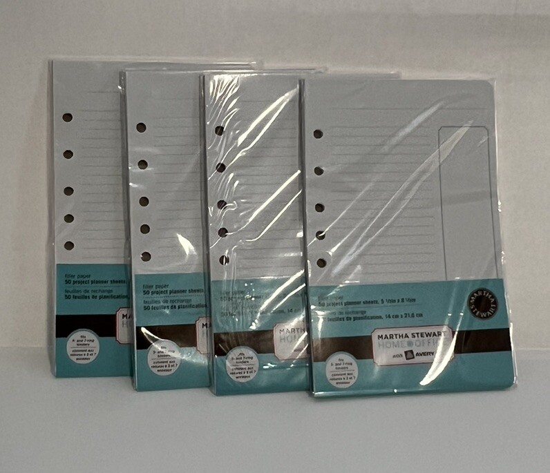 2 Martha Stewart Avery Filler Paper Project Planner Sheets 5.5 X 8.5 400 Sheets