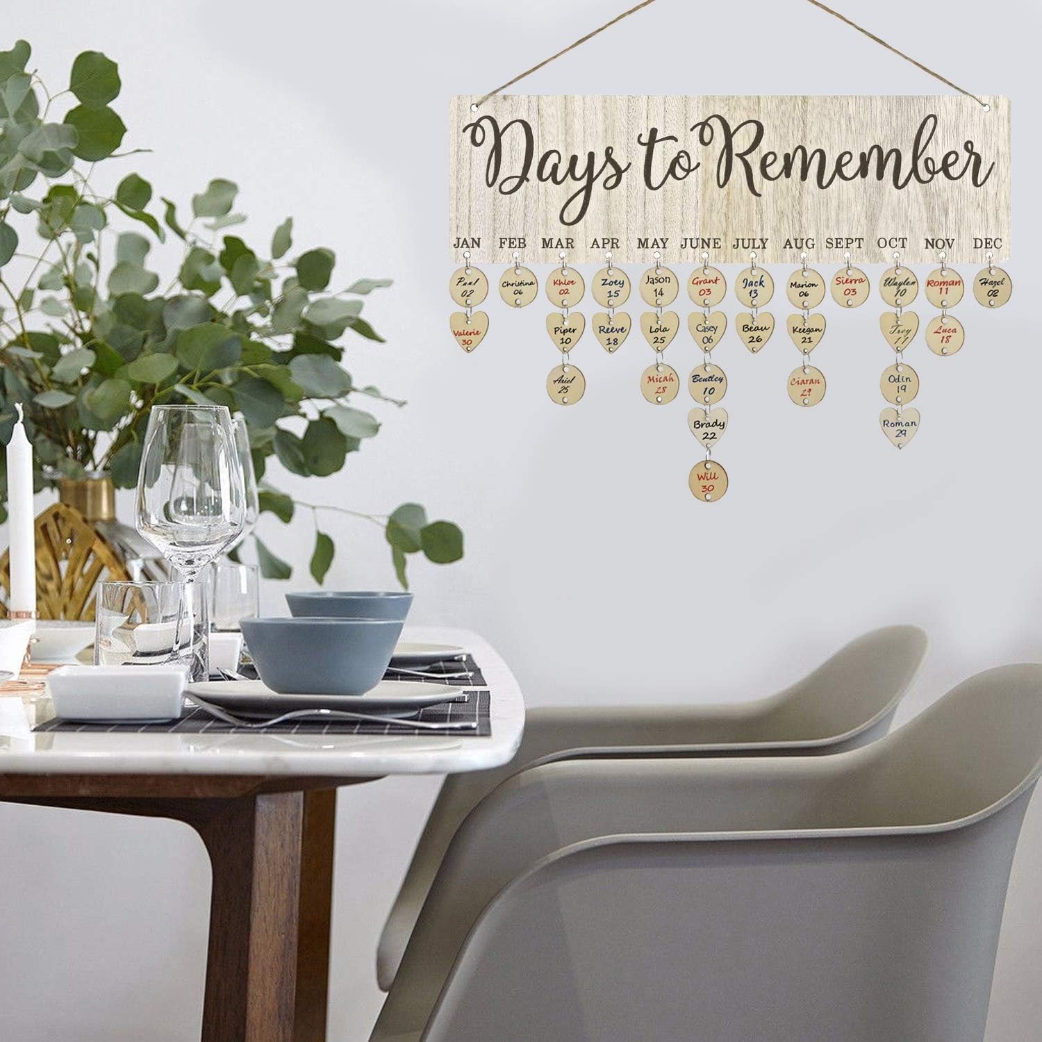 Family Birthday Board DIY Wooden Calendar Wall Hanging Reminder DTR