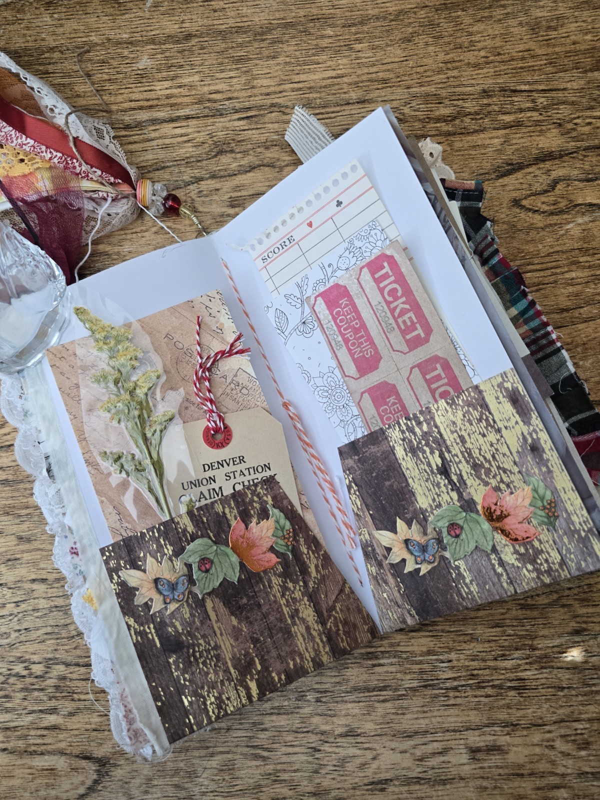 Hello fall handmade junk journal, Mixed Paper Art Journal, Premade Scrapbook