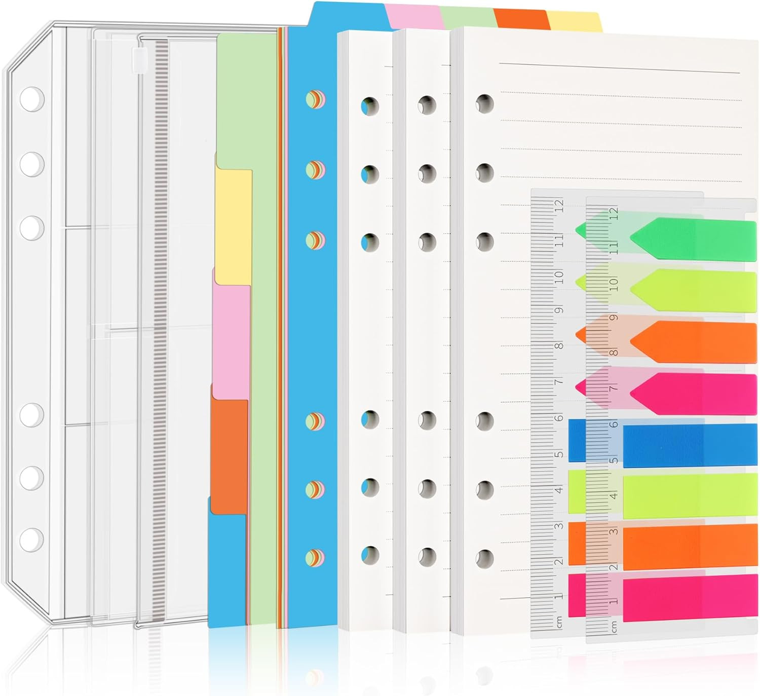 A6 Planner Inserts with 135 Lined Sheets, Pockets, Dividers & Sticky Tabs