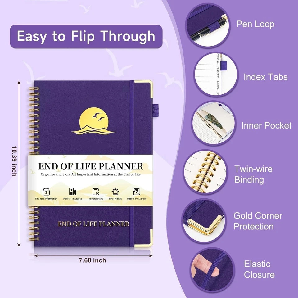 End of Life Planner, Estate Planning Organizer with Tabs for Senior, Spiral Fune