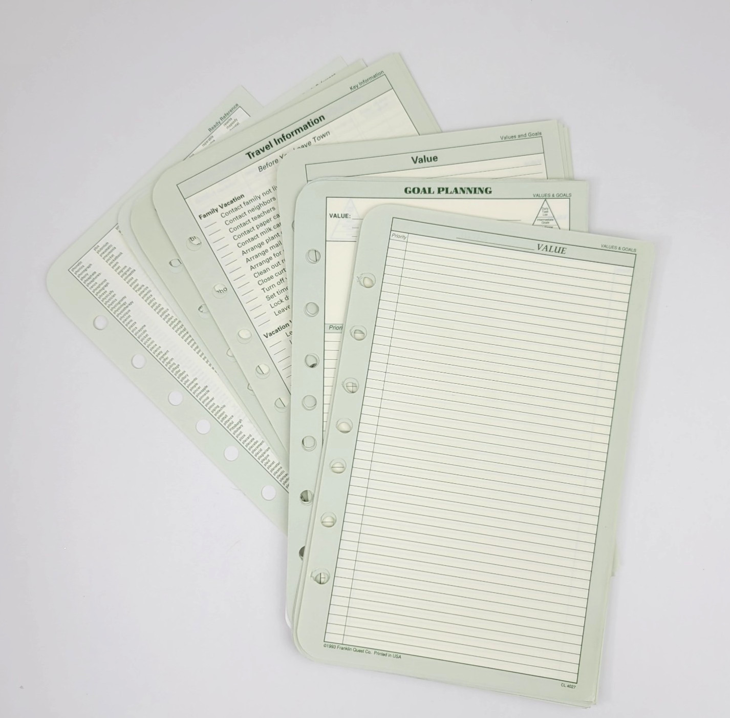Franklin Covey Classic Size Lined Planner Paper Address Tabbed Dividers Inserts