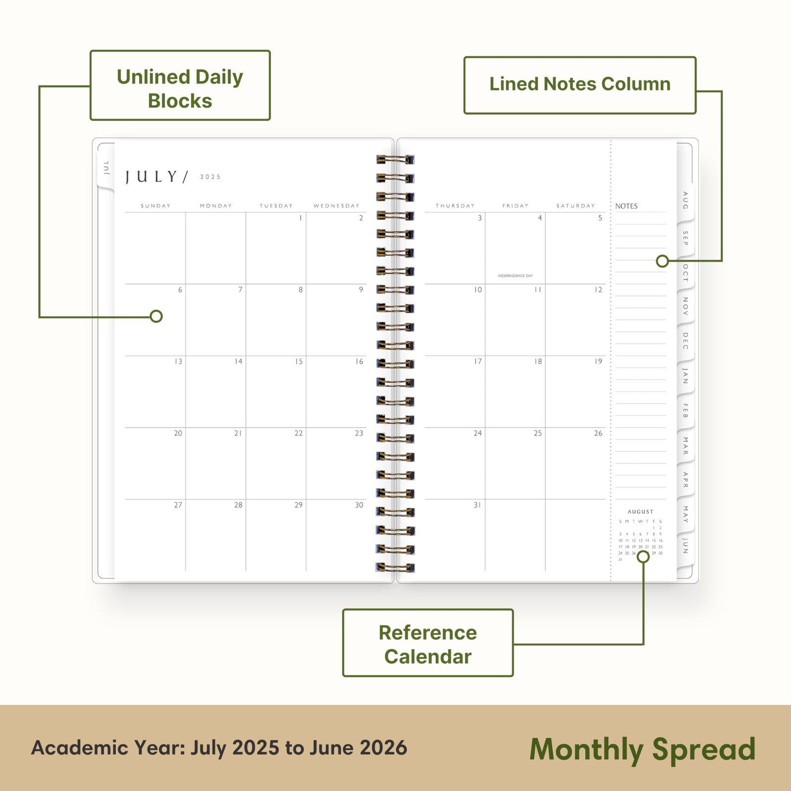 Blue Sky Sustainability 2025-2026 Weekly and Monthly Academic Year Planner Ca…