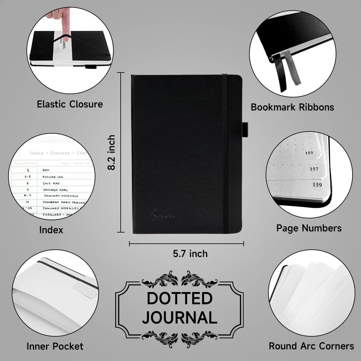Dotted Journal Kit, Dot Grid Journal Hardcover Planner Notebook Set For Beginner