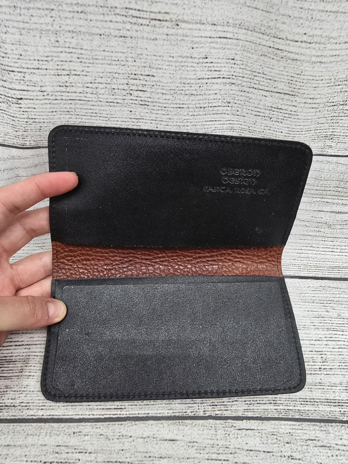 Oberon Design Pebbled Leather Check Book Cover – Brown With Tree