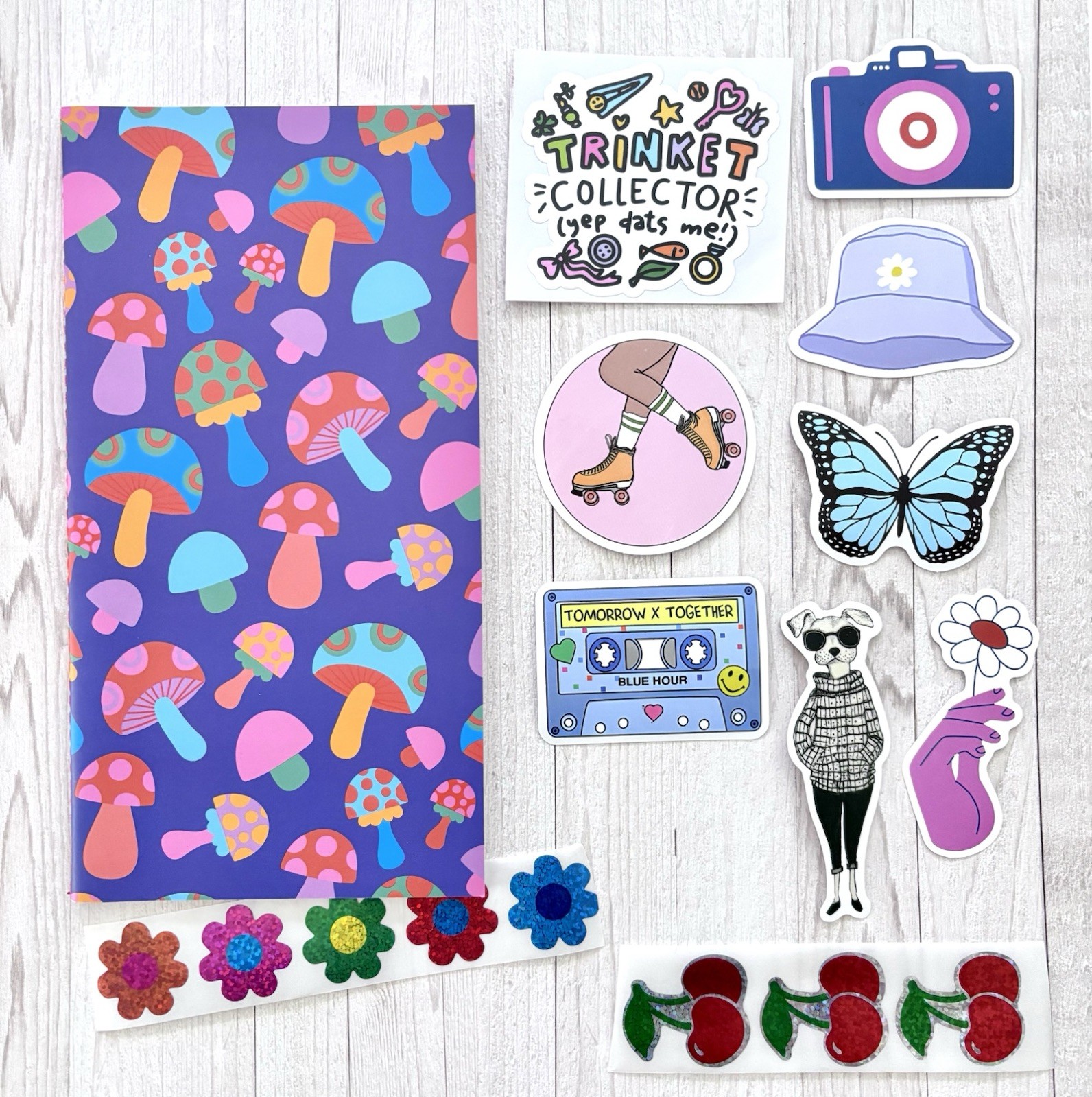 Travelers Notebook Purple mushrooms Pipsticks Groovy