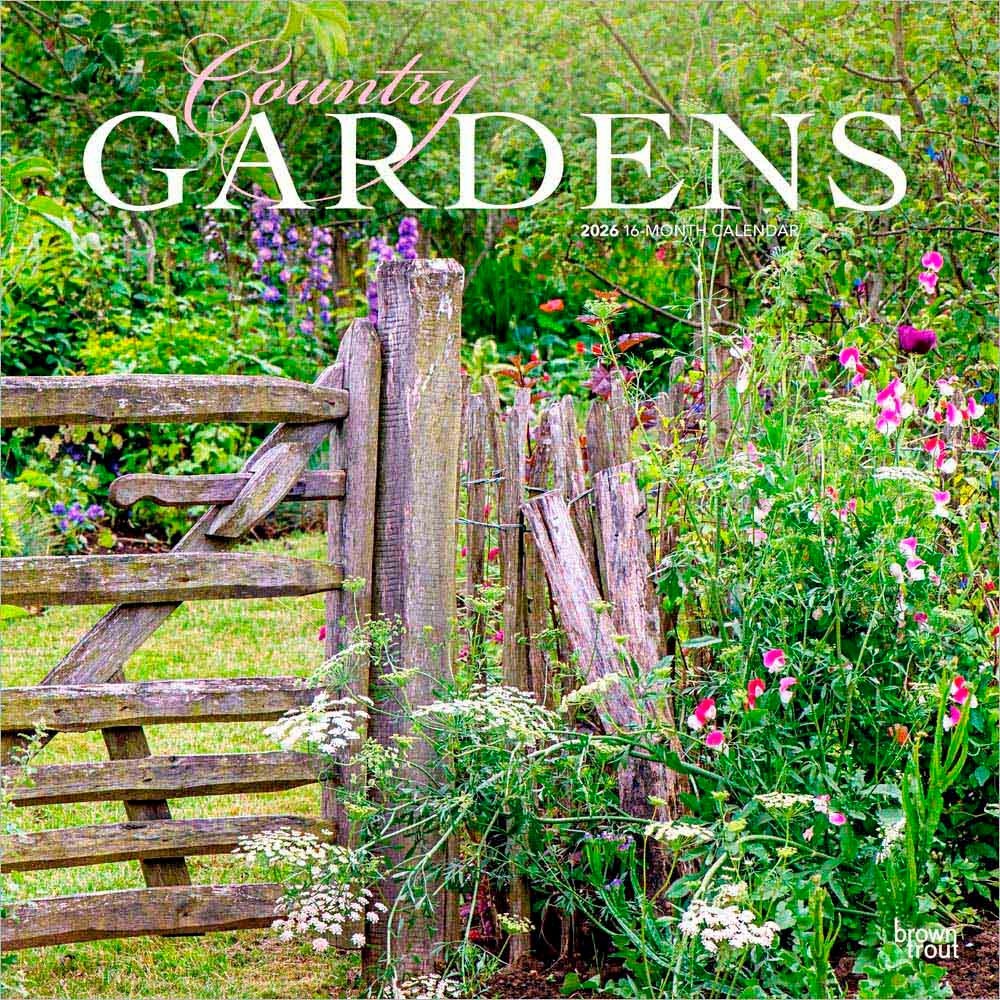 Country Gardens | 2026 12×24″ (Hanging) Square Wall Calendar | Plastic-Free