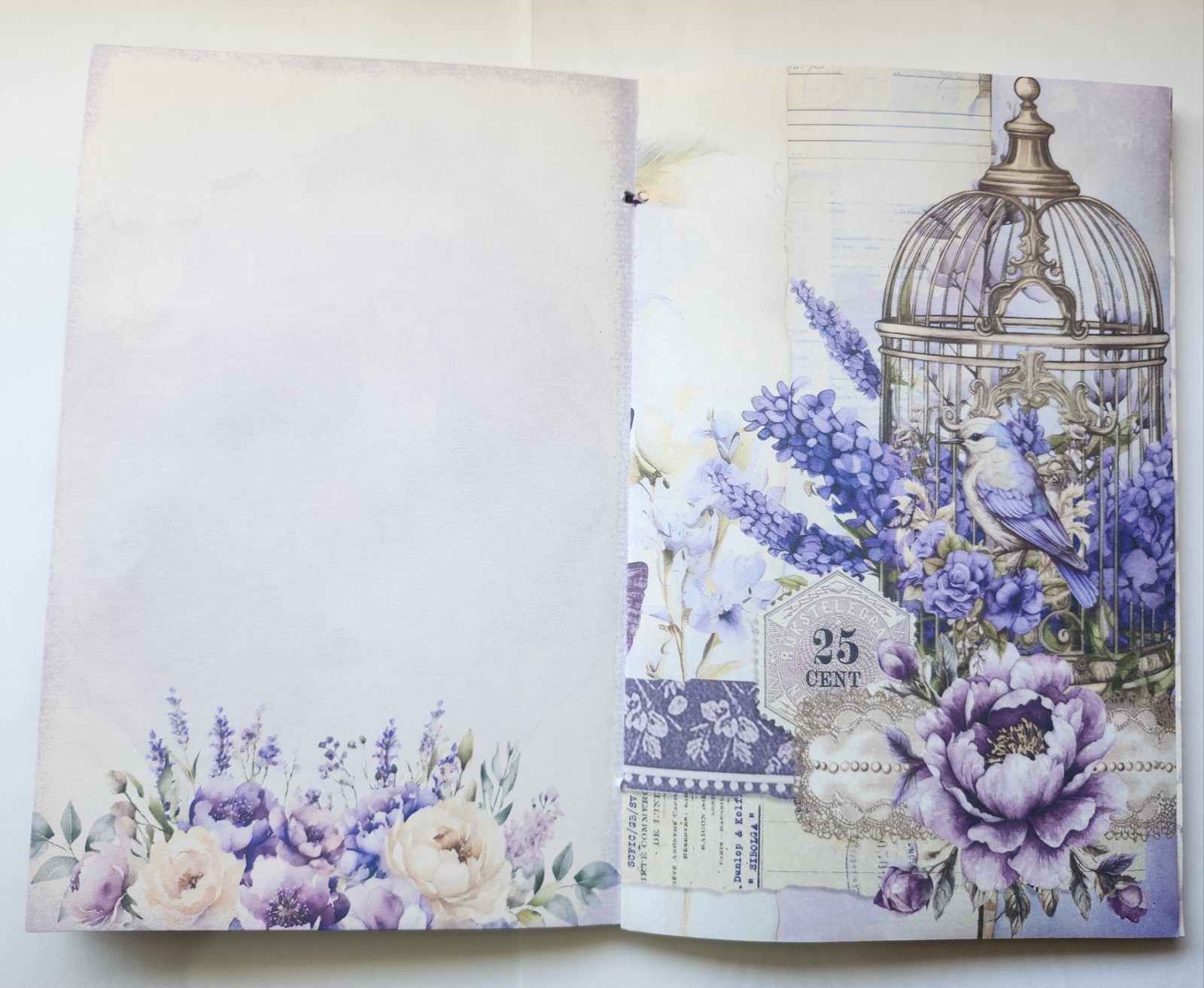 Junk Journal Booklet “LAVENDER DREAMS” 50+ pcs Ephemera Vintage Purples 40pgs