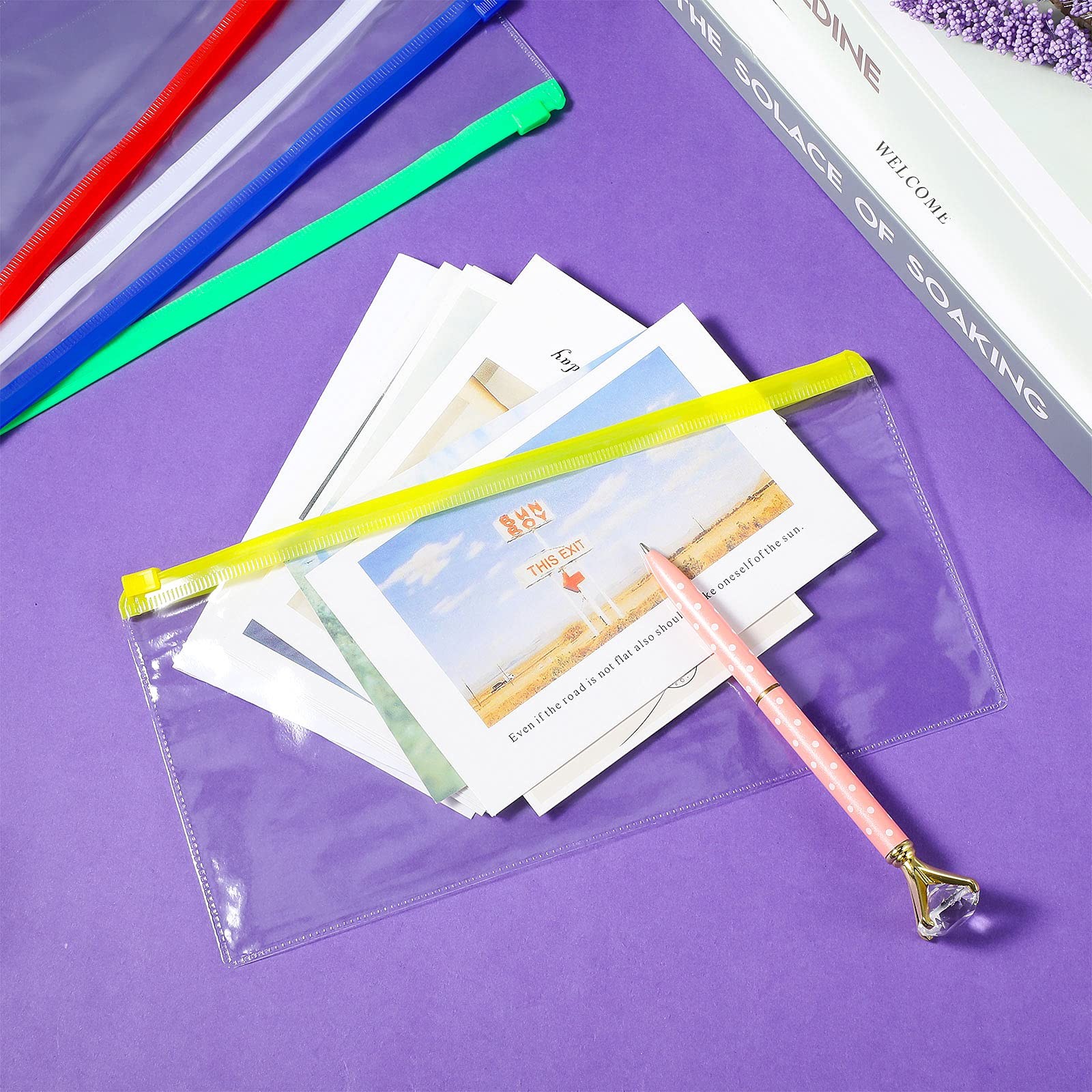 Plastic Poly Envelope 100 Pcs Clear Zipper A6 9.2 x 4.7 Inches – Organize