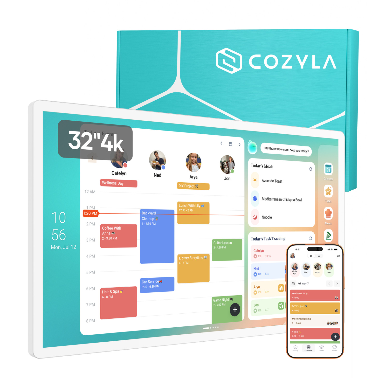 Cozyla Digital Calendar+2: 32″ 4k Smart Electronic Wall Calendar Family Planner