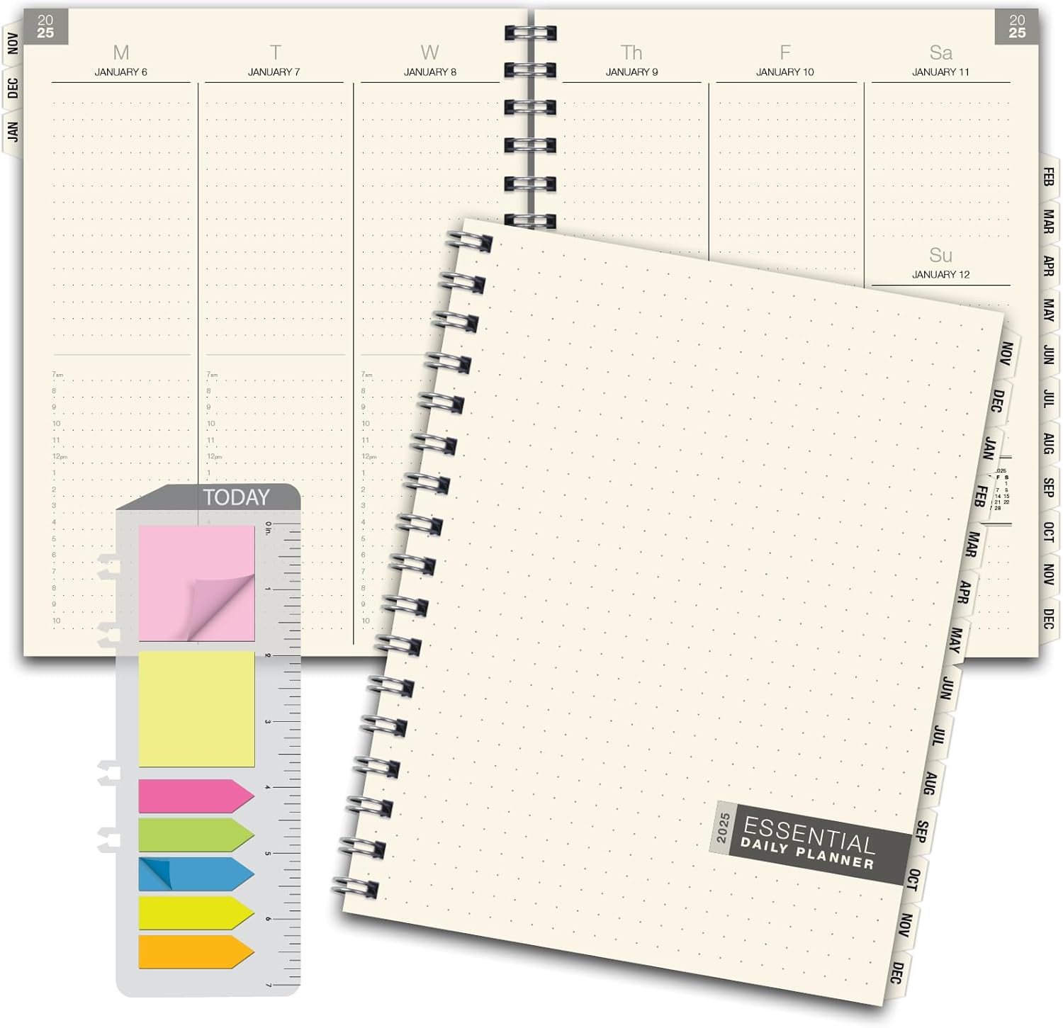ESSENTIAL 2025 Monthly & Weekly Planner with Tabs, 7″X9″: 14 Months (November 20