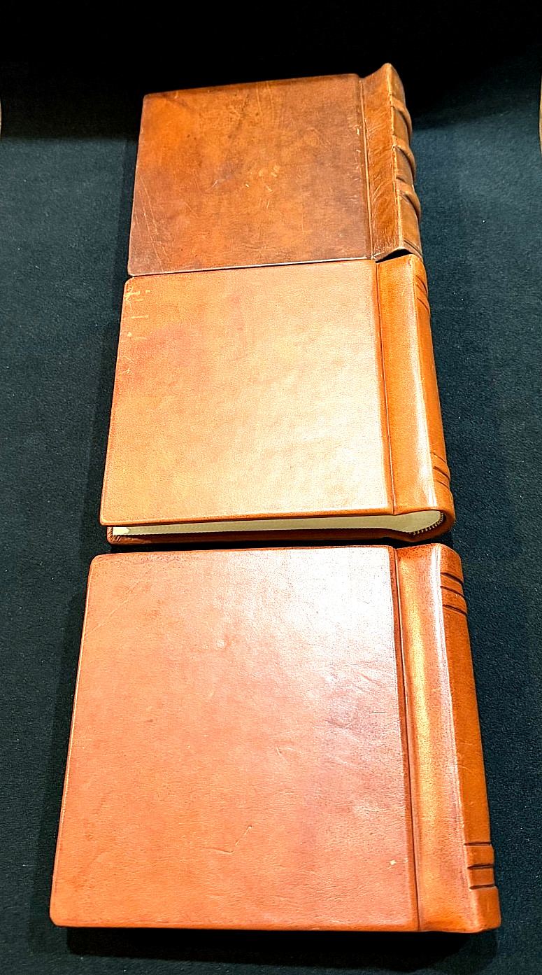 3 Daisy Arts Carved Leather Hand Made Writing Journals Made in Italy 7.5″ x 6.5″
