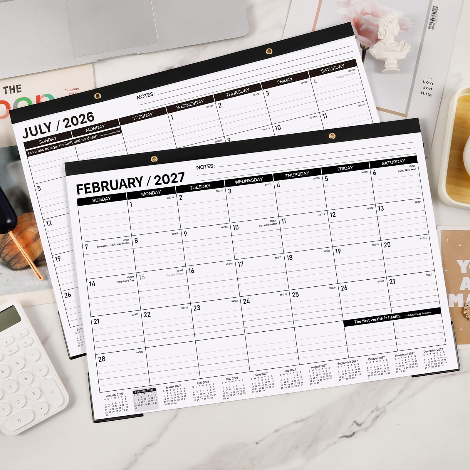 Desk Calendar 2026-2027 – JUL. 2026 – DEC 2027, 18 17″ x 12″, Multicolored