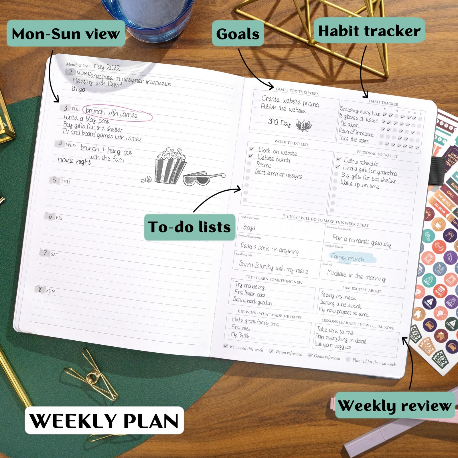 Legend Planner PRO – Deluxe Weekly & 7 x 10 inches, Mystic Gray + Gold Foil