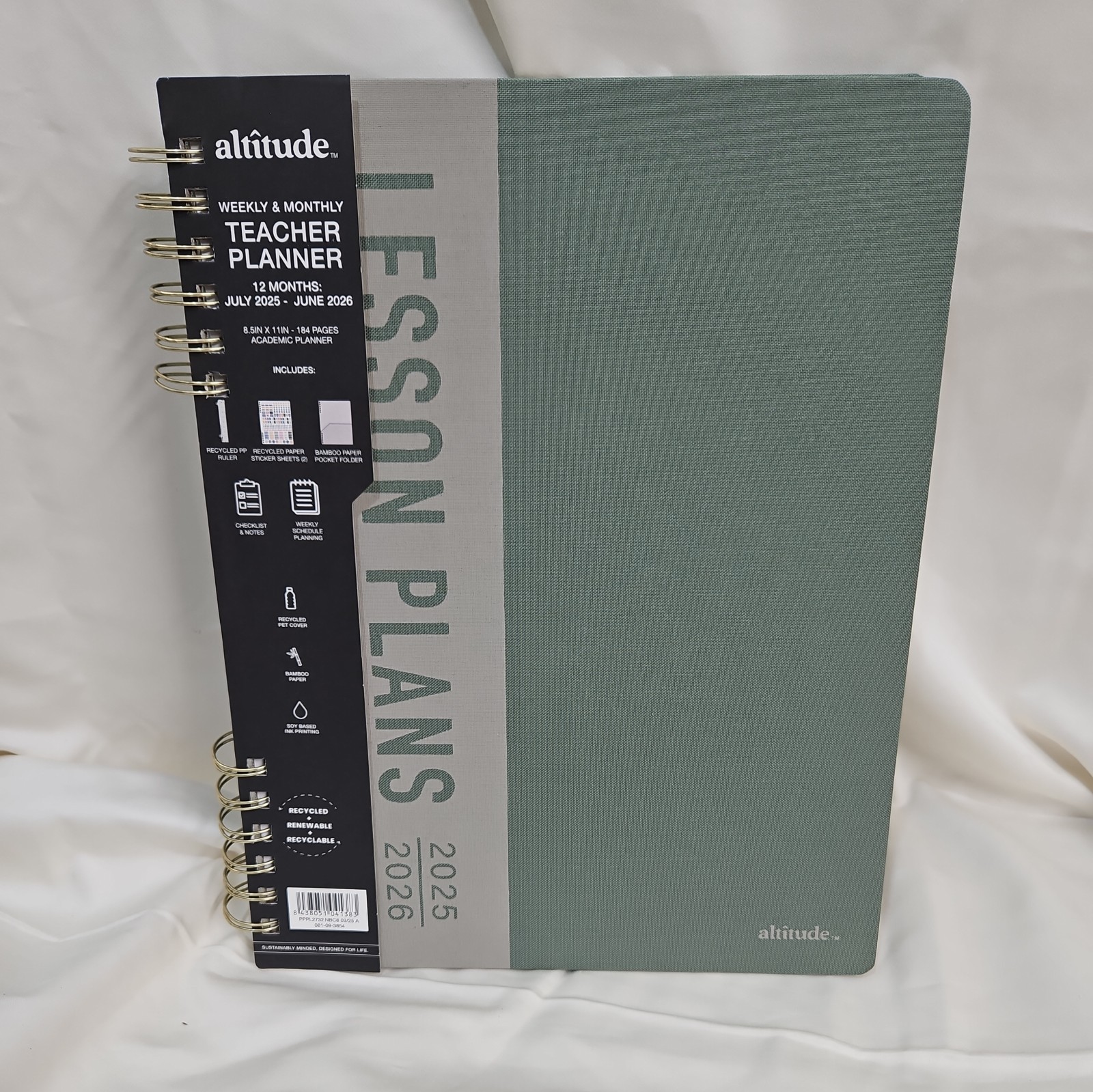 Altitude 8.5×11 2025-2026 Weekly Monthly Planner Dark Sage Warm Gray