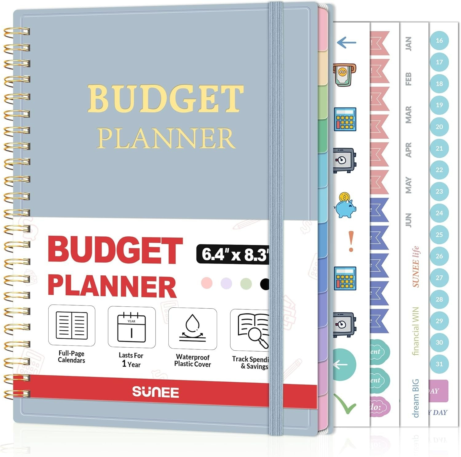 Undated Monthly Budget Book with Waterproof Cover – A5 Financial Organizer