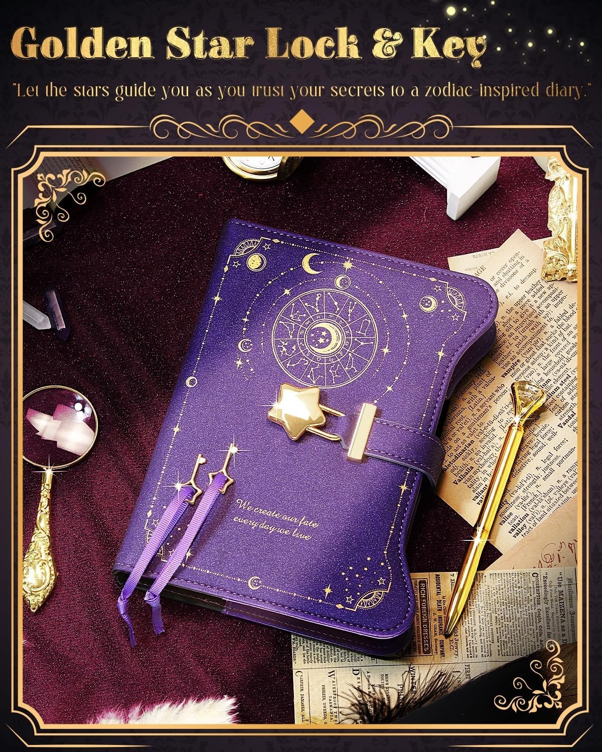 Enchanting Gold-Foiled Constellation Journal for Women – 360 Refillable Pages