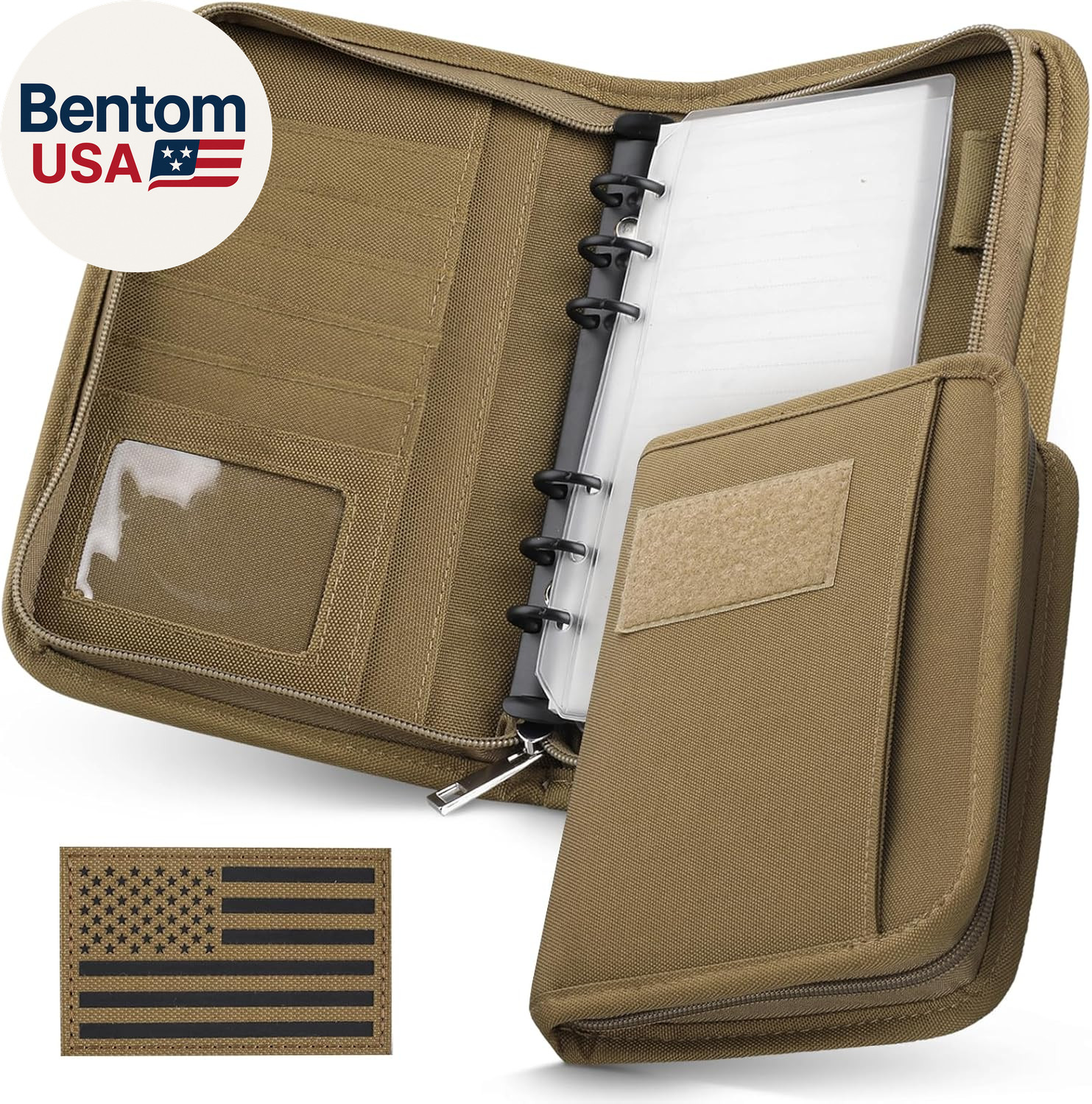 Tactical Notebook Padfolio Ring Binder – Refillable 6-Ring A6 Binder, Zip Hardco