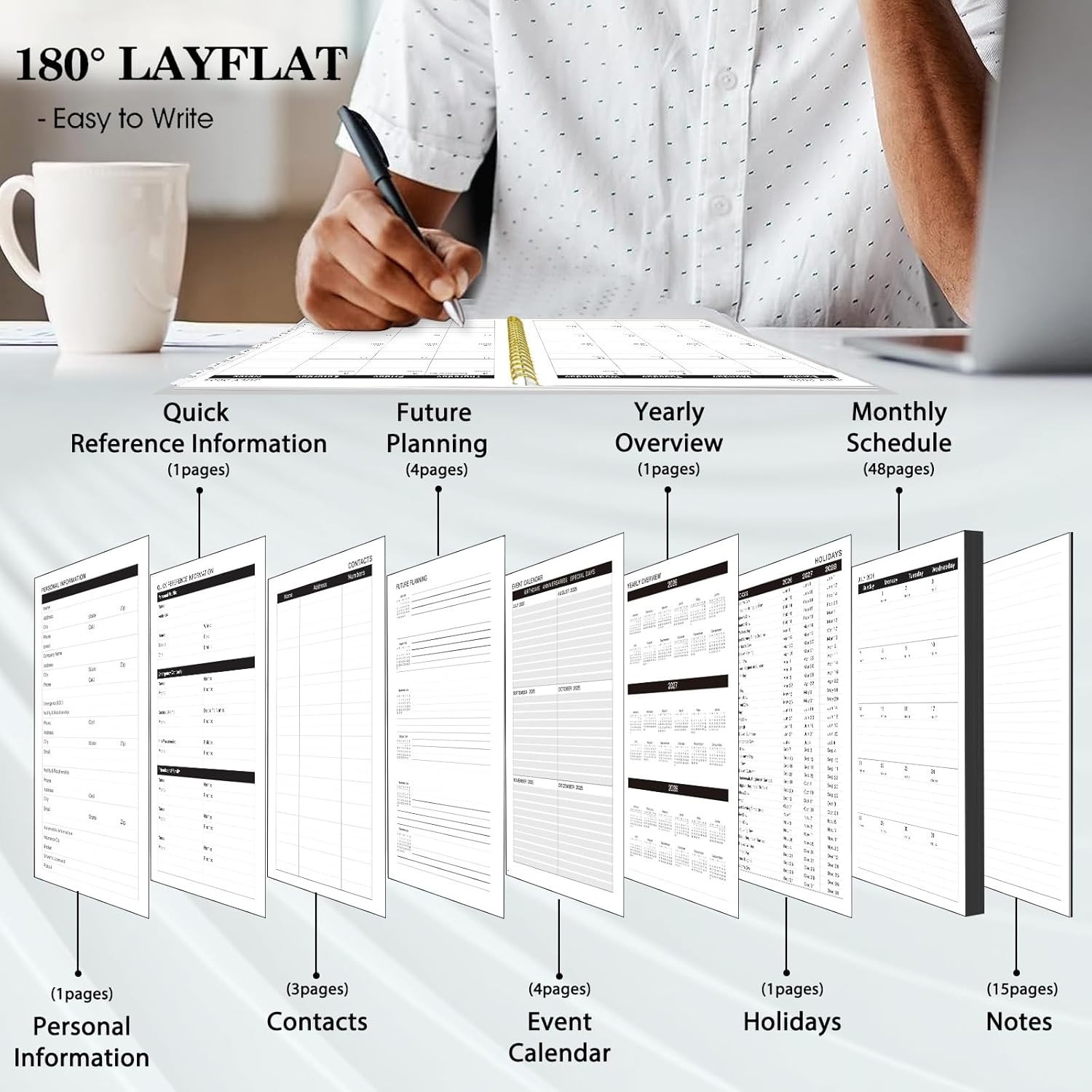 2026-2027 24- Planner with Waterproof Cover and Inner Pocket – Grey